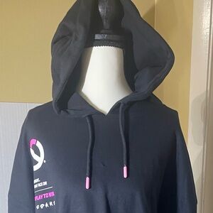 Y2K Blizzard Black and Pink Hoodie Sweatshirt Dress Women's Size Large Pre-owned